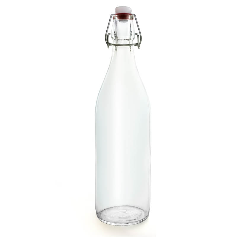 Round Glass Bottle w/ Swing Top - 1 Liter